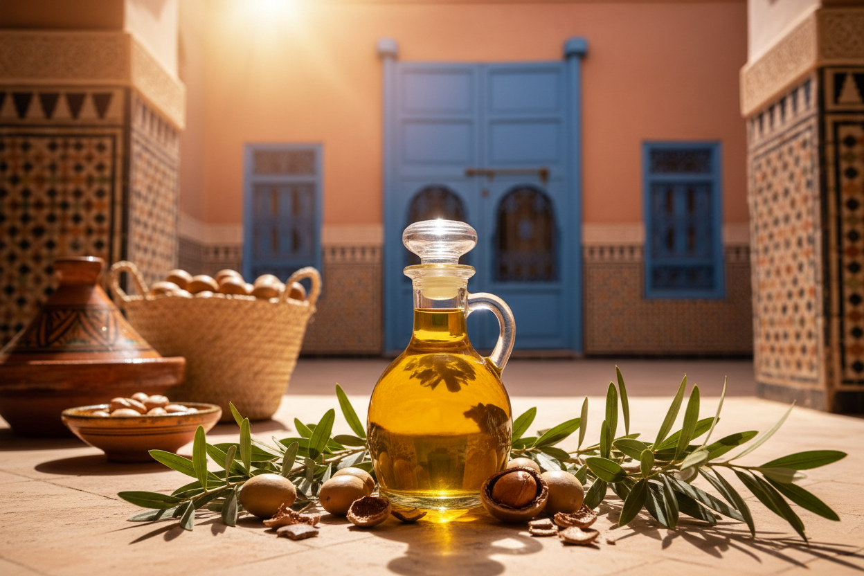 generer une image qui rappelle le maroc et l huile d argan